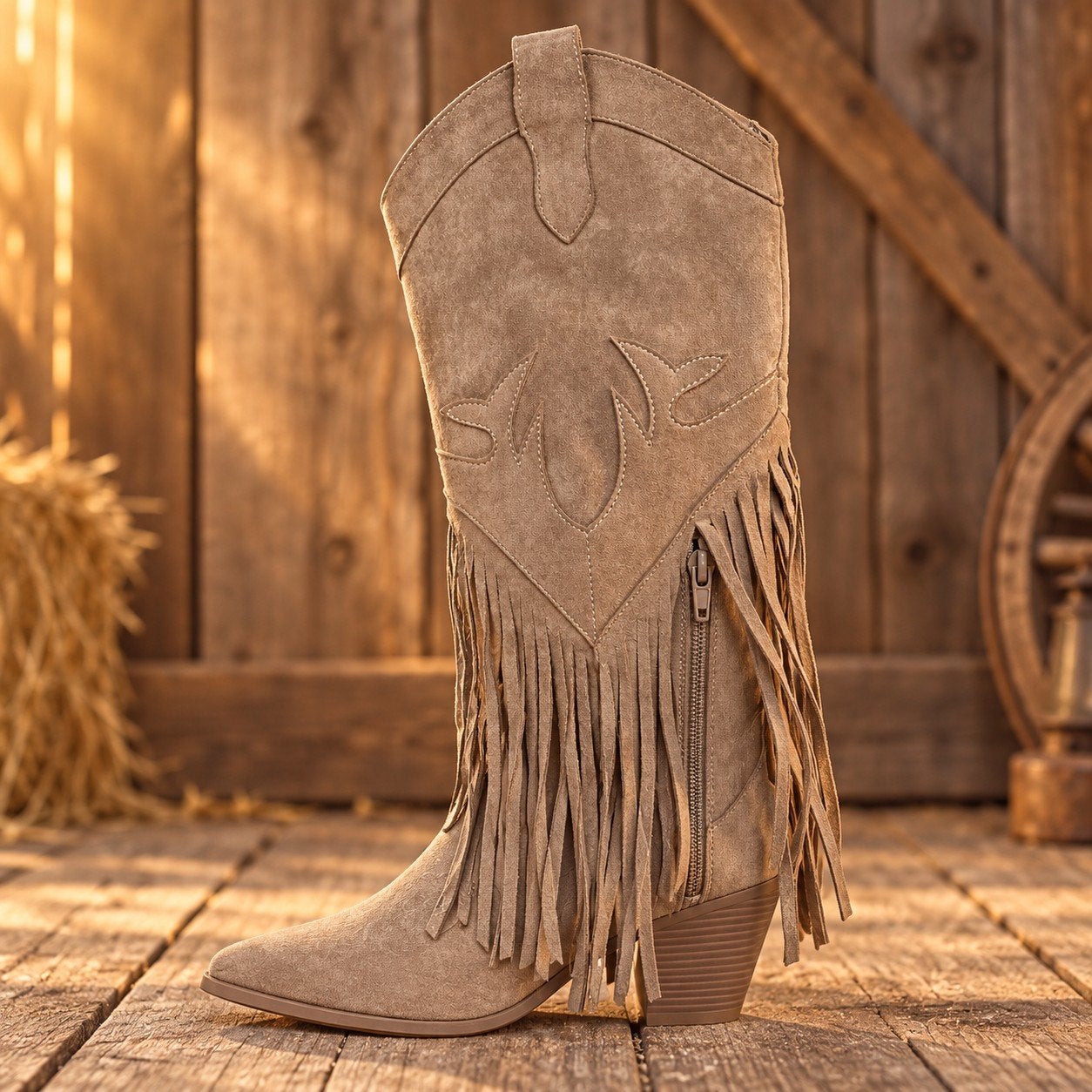 Western stijl laarzen, Hoge laarzen, Beige, Nieuw, Ophalen of Verzenden