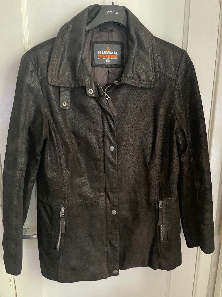 lederen jas, bruin, van Human Nature, Bruin, Verzenden, Maat 46/48 (XL) of groter, Zo goed als nieuw