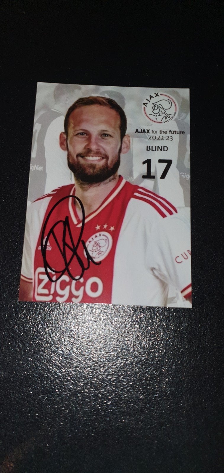 Spelerskaart Daley Blind Ajax met originele handtekening., Verzenden, Nieuw, Ajax, Spelerskaart