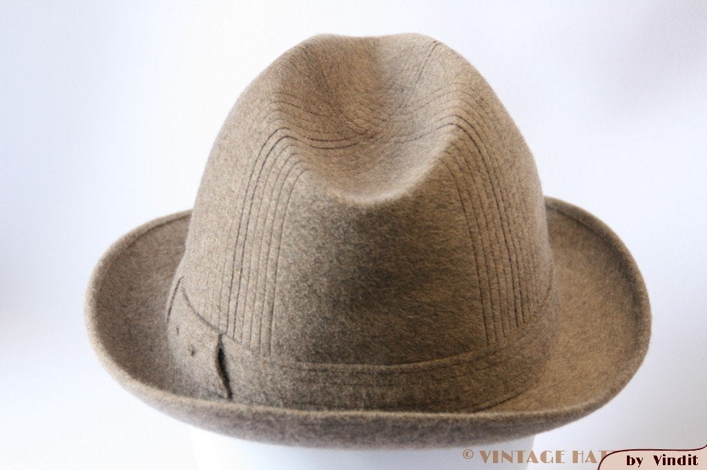 Vintage Gleufhoed Lonconito grijsbruin haarvilt 57, Hoed, Lonconito, Ophalen of Verzenden, 57 cm (M, 7⅛ inch) of minder