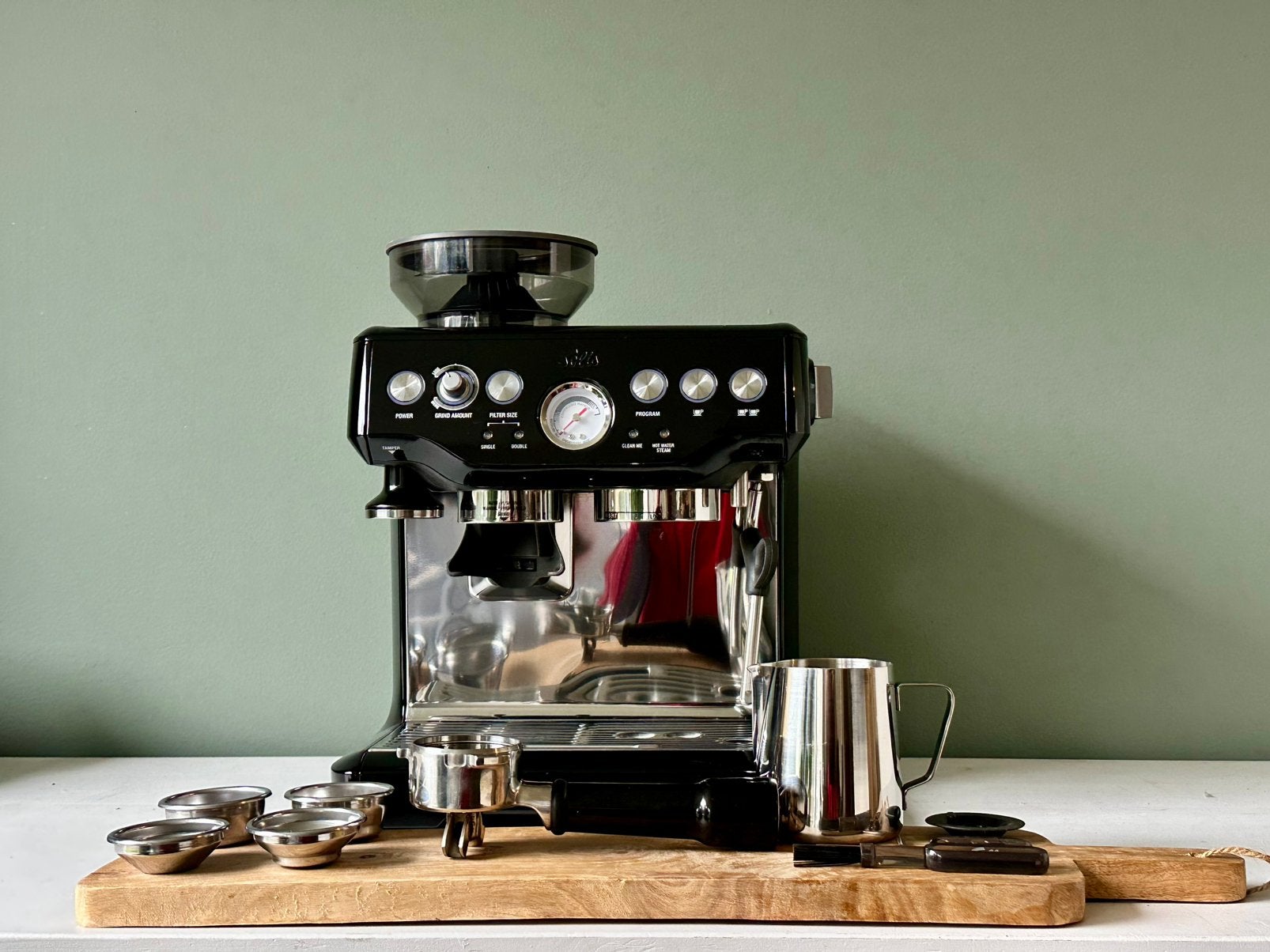solis /sage Grind Infuse 115A espressomachine, Ophalen, Espresso apparaat, Zo goed als nieuw, Afneembaar waterreservoir