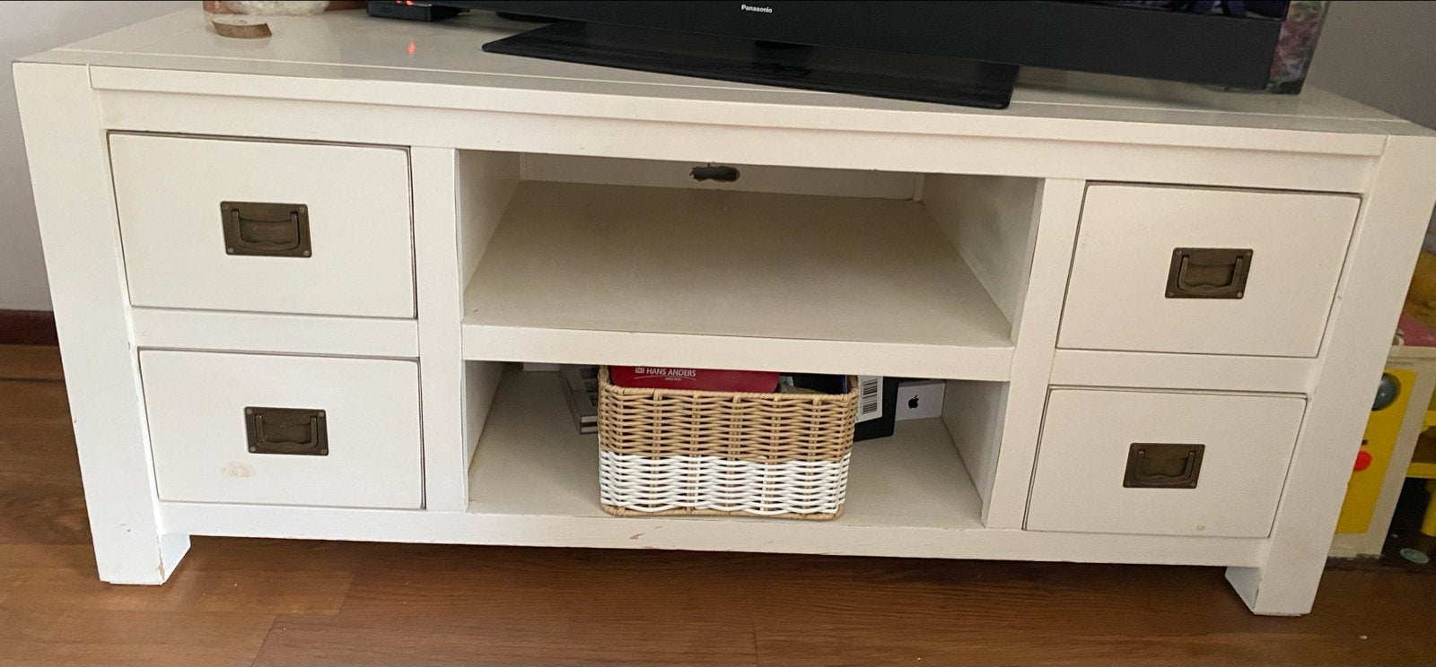 Foto 2 van TV-meubel wit met lades - 120x50x50 cm gebroken wit