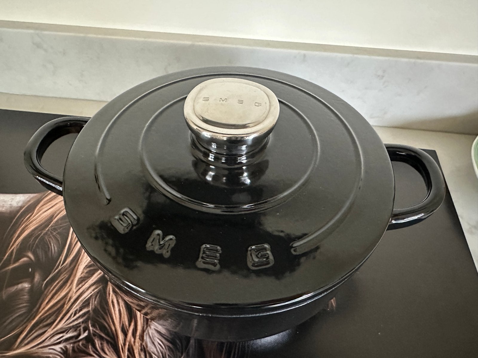 SMEG Geëmailleerde Gietijzeren Braadpan 24cm 4.2L, Ophalen, Braadpan, Met deksel, Nieuw
