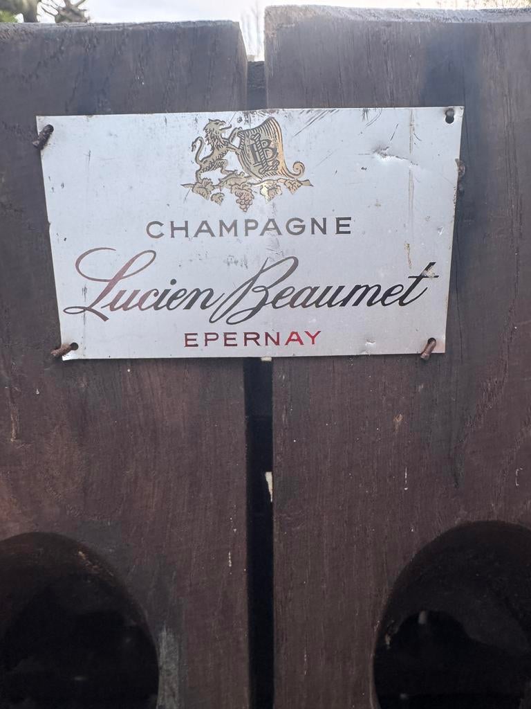 Vintage Wijn/Champagne Rek Lucien Beaumet Epernay Hout, Gebruikt, Ophalen of Verzenden, 25 flessen of meer, 75 cm of meer