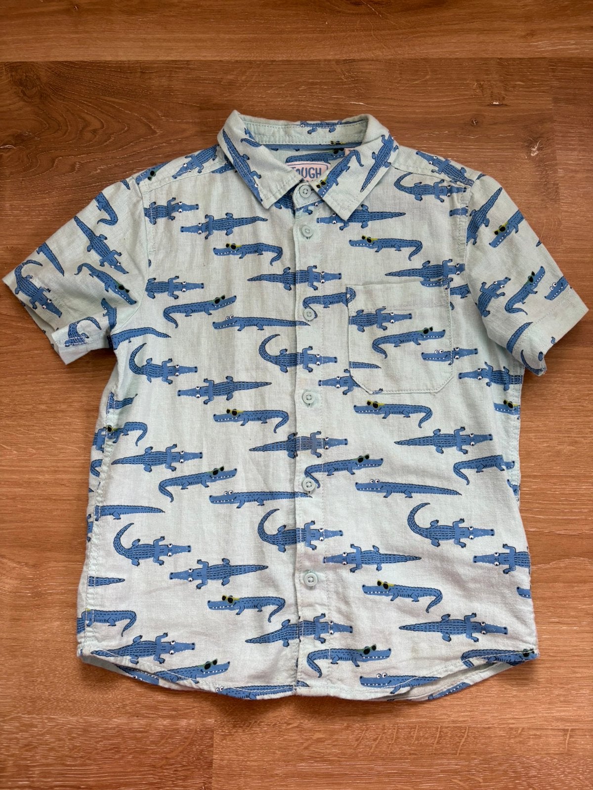 Overhemd korte mouw krokodil maat 122, Kinderen en Baby's, Kinderkleding | Maat 122, Ophalen of Verzenden, Overhemd of Blouse