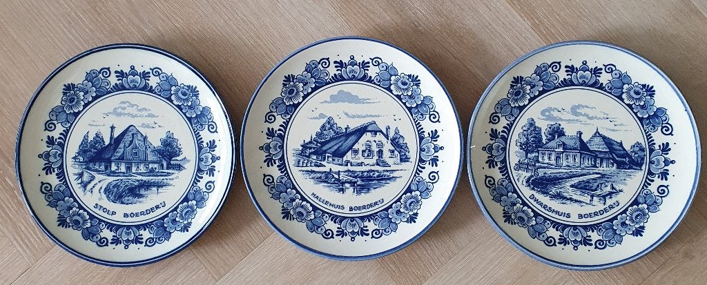 Set van 3 Delfts Blauwe Wandborden - Zenith Gouda, Ophalen of Verzenden