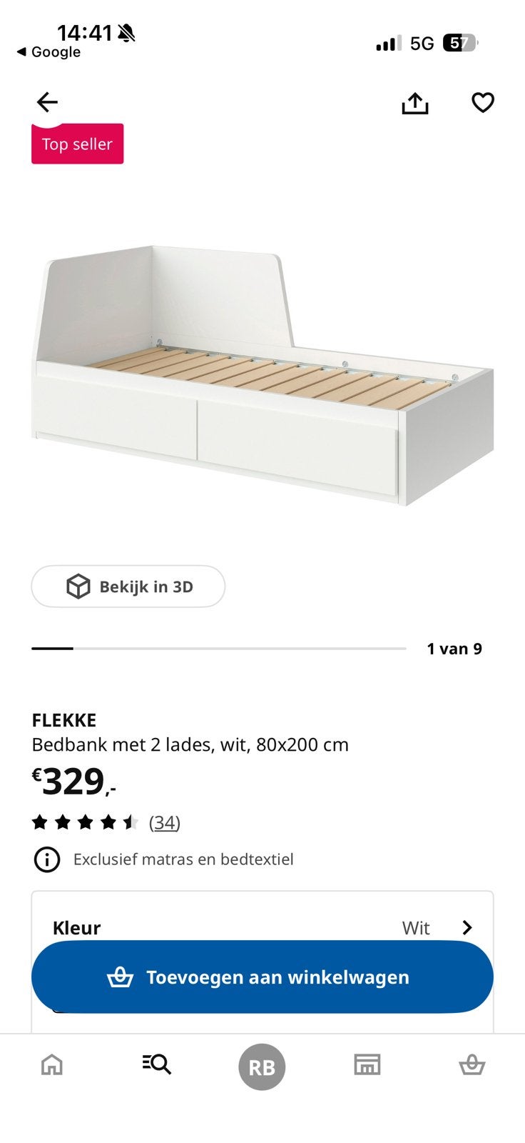 IKEA FLEKKE Bedbank met lades, zo goed als nieuw, Huis en Inrichting, Slaapkamer | Bedden, Ophalen, Eenpersoons, Wit, Zo goed als nieuw