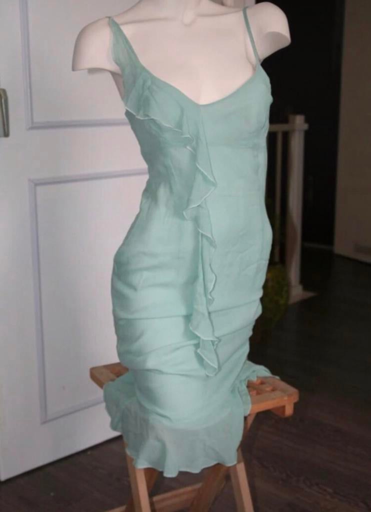 Karen Millen mint silk dress zijde jurk XS, Ophalen of Verzenden, Zo goed als nieuw, Maat 34 (XS) of kleiner