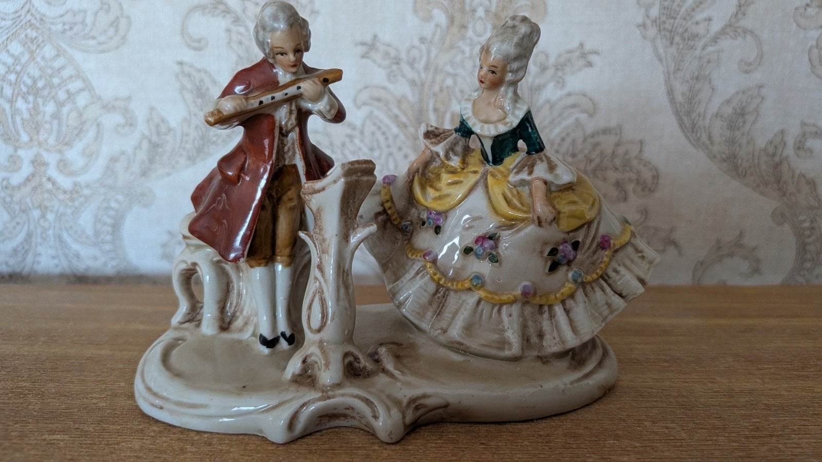 Antiek Porseleinen Beeldje Gräfenthal - Barok Muziekduo, Antiek en Kunst, Ophalen of Verzenden