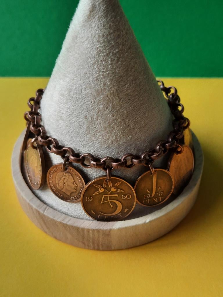 Centen en Stuivers Armband. Maximale. Lengte 21cm, Sieraden, Tassen en Uiterlijk, Ophalen of Verzenden, Zo goed als nieuw, Bruin
