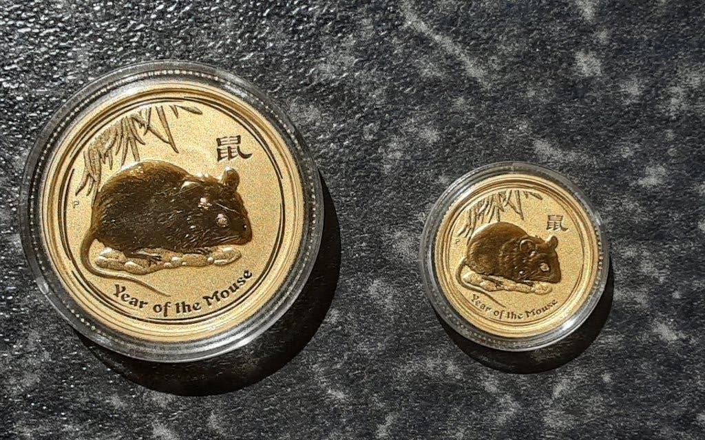 Gouden Lunar II 2008 (1/20 & 1/4 oz), Ophalen of Verzenden, Goud