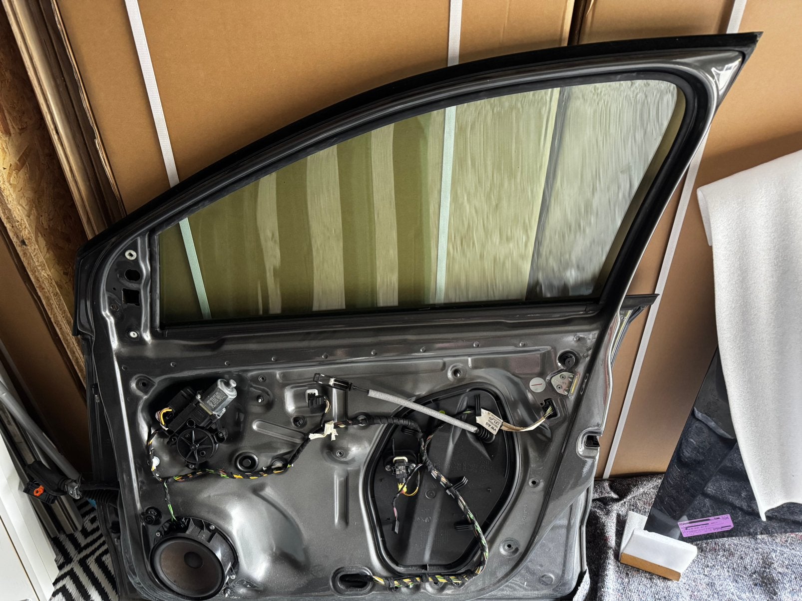 VW Polo rechter voorportier met ruit en raammechanisme, Auto-onderdelen, Ophalen, Gebruikt, Volkswagen