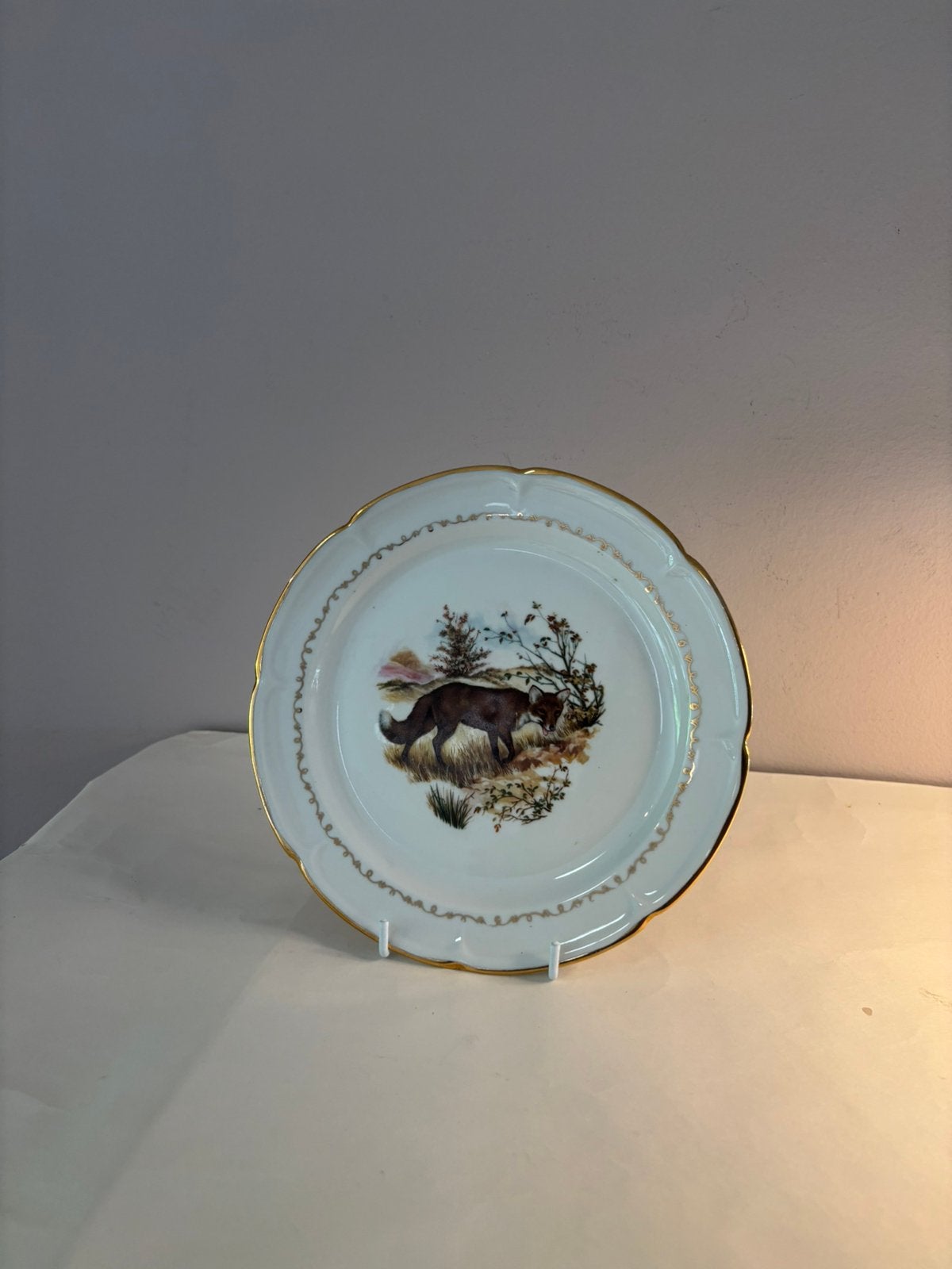 Vintage Frans porseleinen bord vos, Verzenden