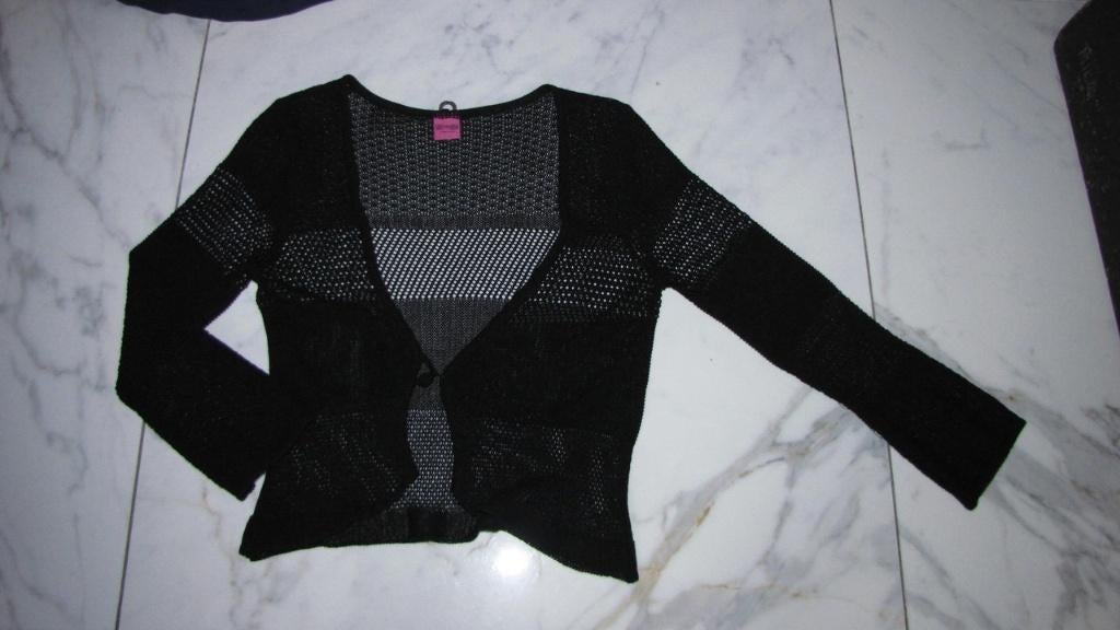38 SAVE THE QUEEN opengewerkt vest, Ophalen of Verzenden, Zo goed als nieuw, Maat 38/40 (M), Zwart