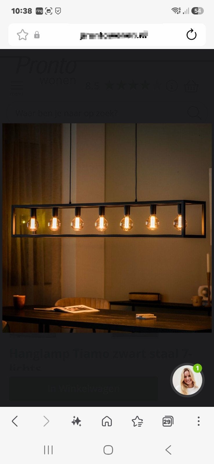 Lamp 7 lichtbronnen. €100,00 + tafel, nu € 500,00, Ophalen, Zo goed als nieuw