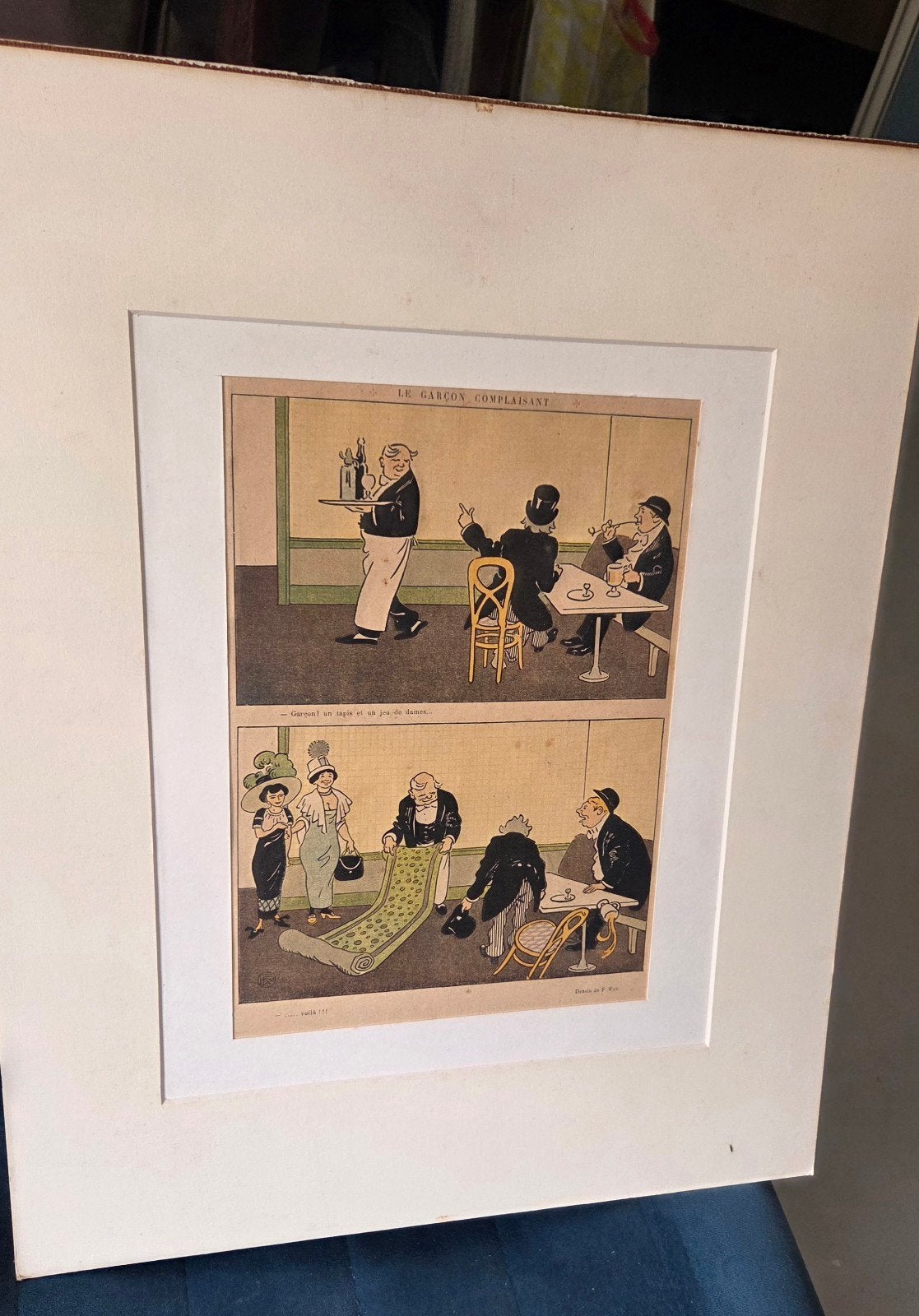 Oude Franse komische gesigneerde prent
Met passe partout, Ophalen of Verzenden
