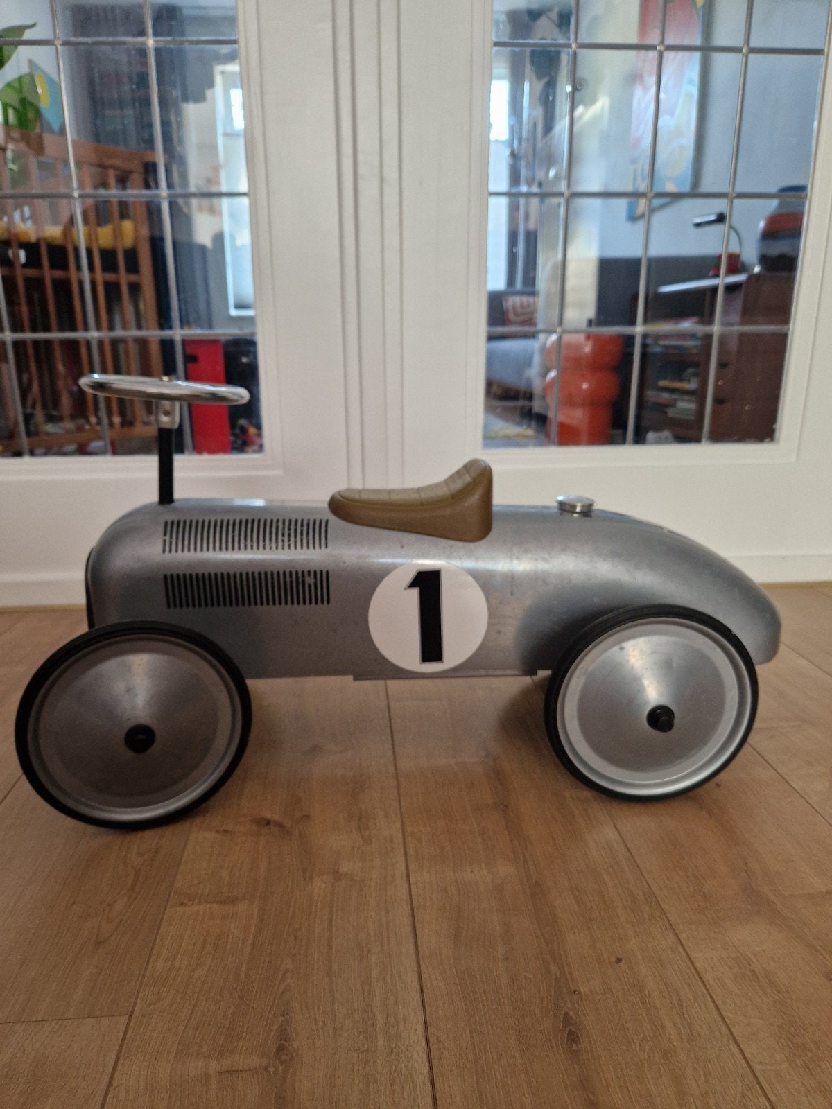 Retro loopauto zilver, Kinderen en Baby's, Speelgoed | Buiten | Skelters, Ophalen, Overige merken