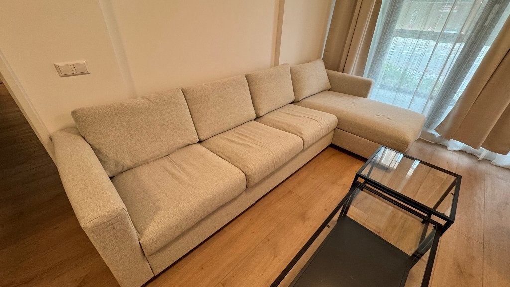 IKEA VIMLE 4-zitsbank met chaise longue, Gunnared beige, Huis en Inrichting, Ophalen, IKEA VIMLE, Gebruikt, 300 cm of meer