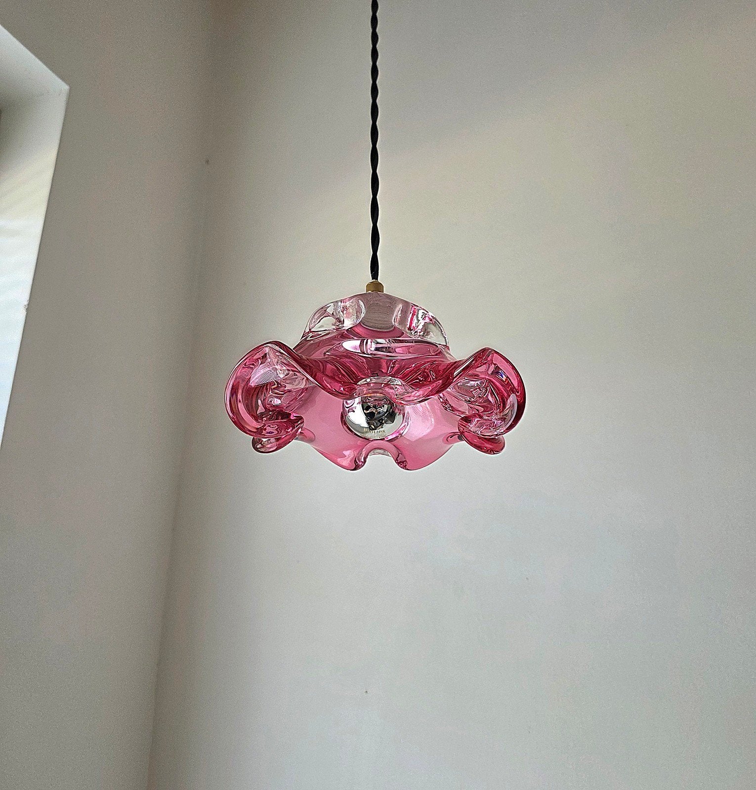 Vintage Murano glazen hanglamp., Ophalen of Verzenden