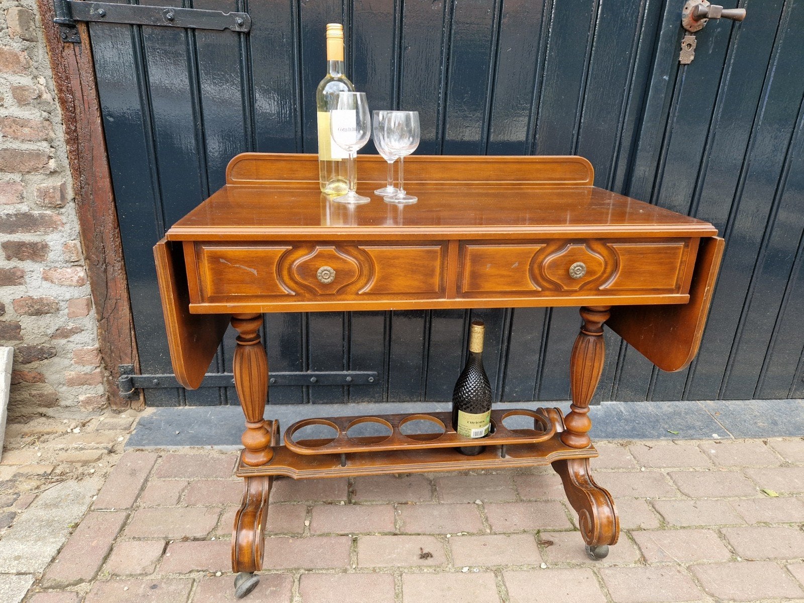 hele mooie vintage serveerwagen, Huis en Inrichting, Tafels | Sidetables, Ophalen, 25 tot 50 cm, Rechthoekig