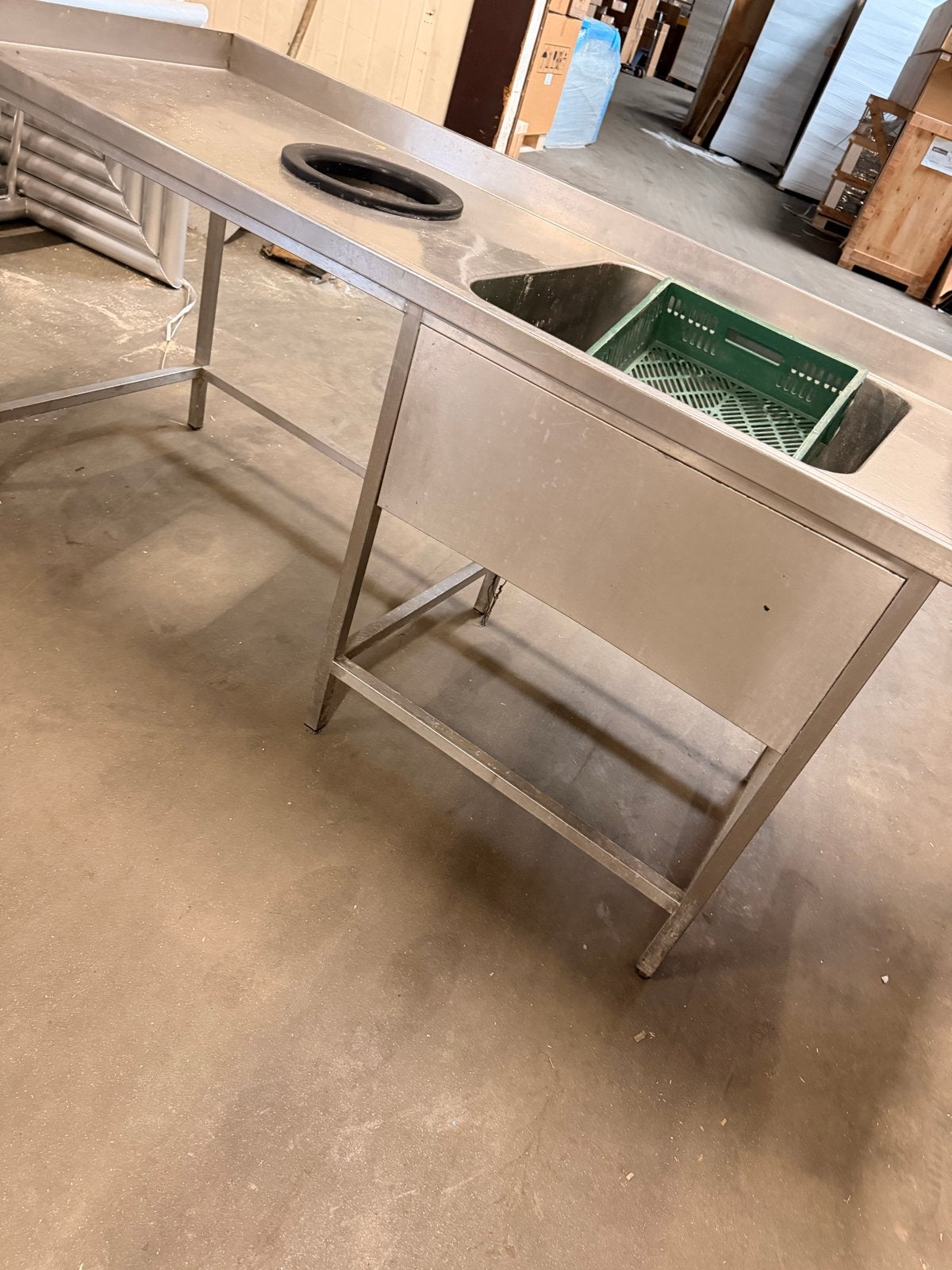 RVS Spoeltafel met spoelbak en afvoeropening - Horeca, Huis en Inrichting, Keuken | Keukenelementen, Ophalen, Gebruikt
