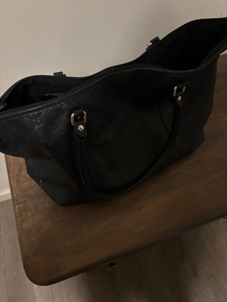 Originele GUCCI shopper zwart leer vintage, Ophalen, Gebruikt, Zwart, Shopper