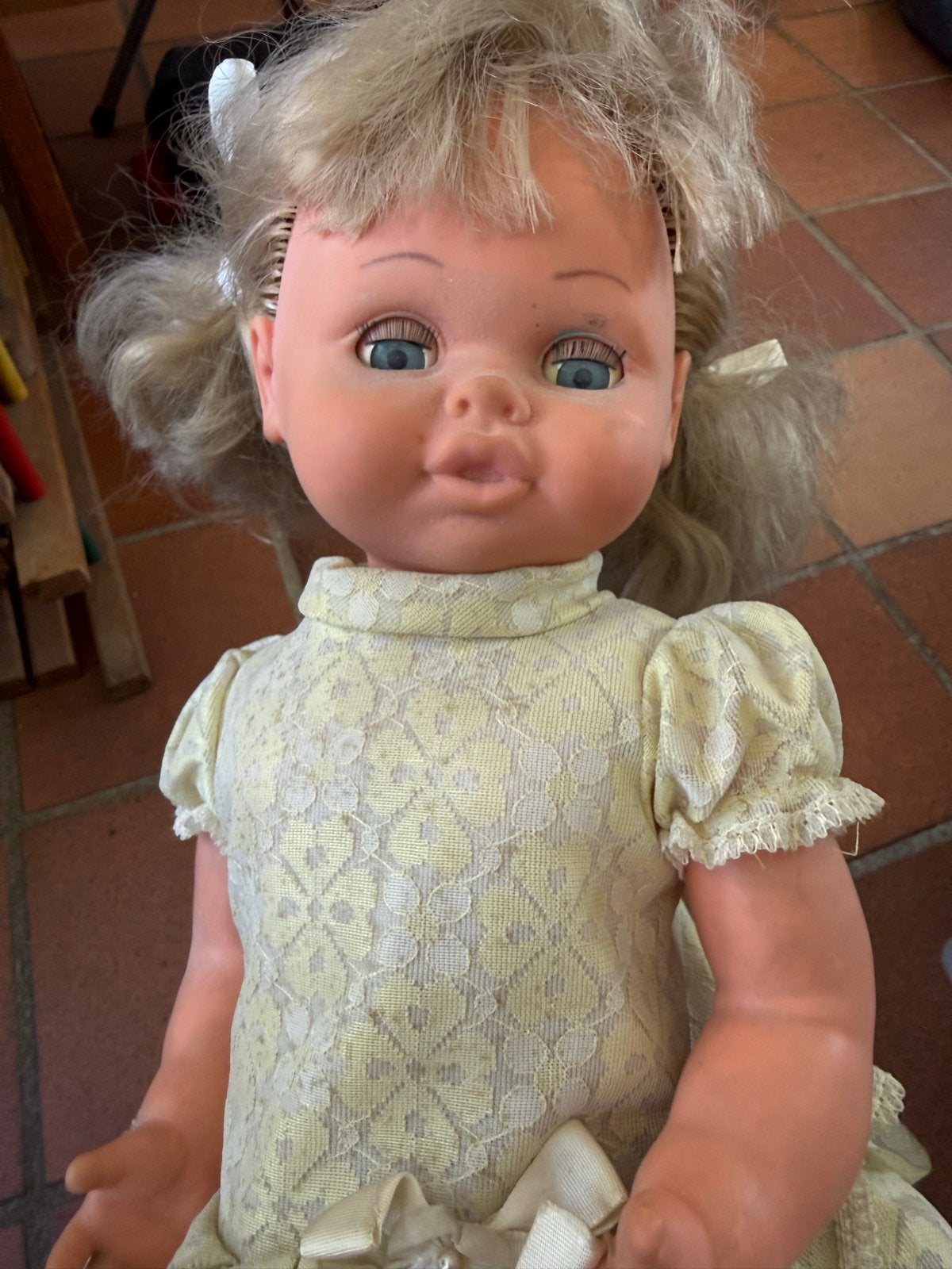Vintage Jesmar pop (50+ jaar) met werkend opdraaisysteem, Ophalen of Verzenden, Gebruikt, Pop