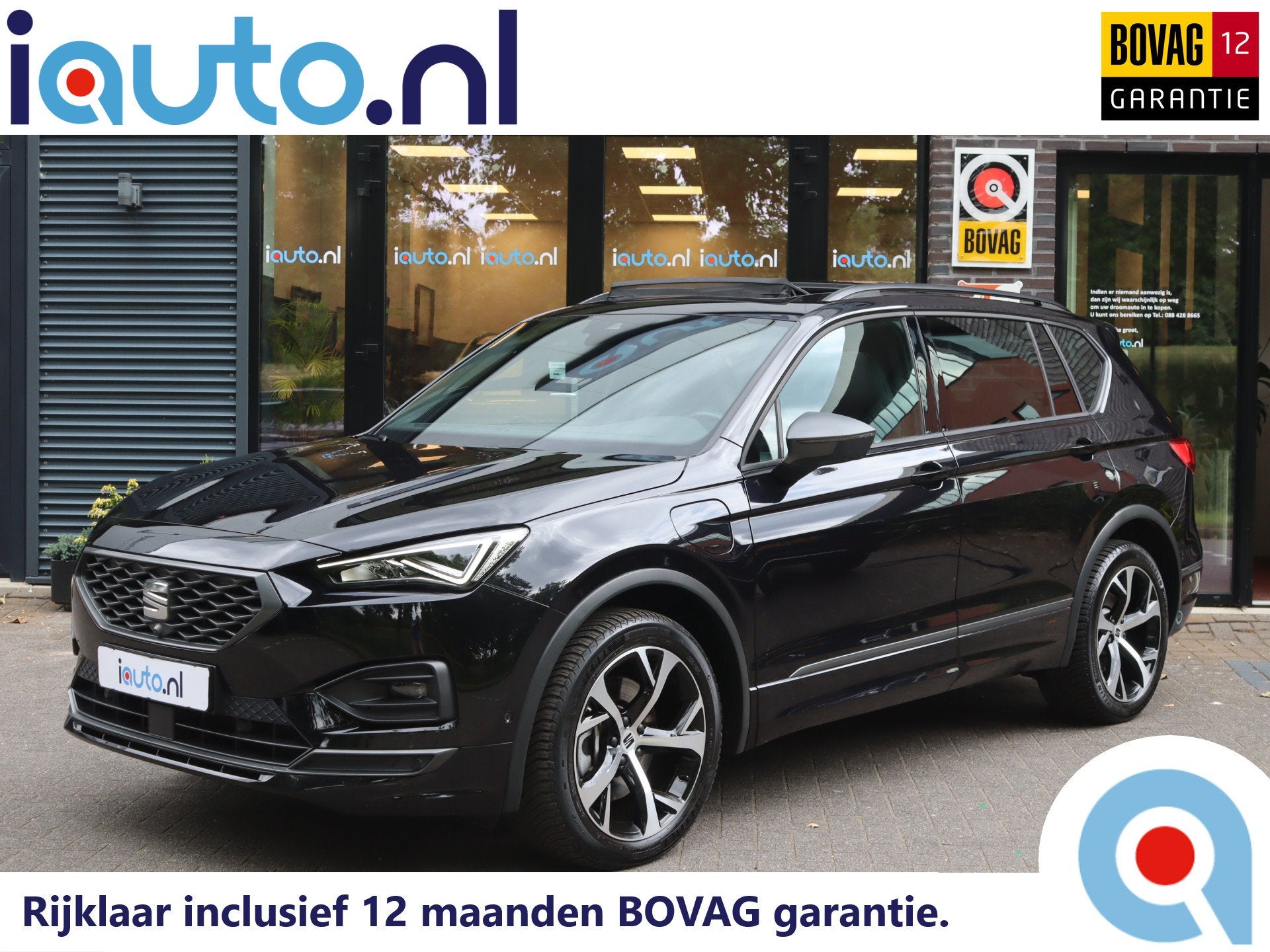 SEAT Tarraco 1.4 TSI e-Hybrid PHEV FR Pano/DCC/ACC/360Camera, 12 maanden, 4 cilinders, Zwart, Hybride Elektrisch/Benzine