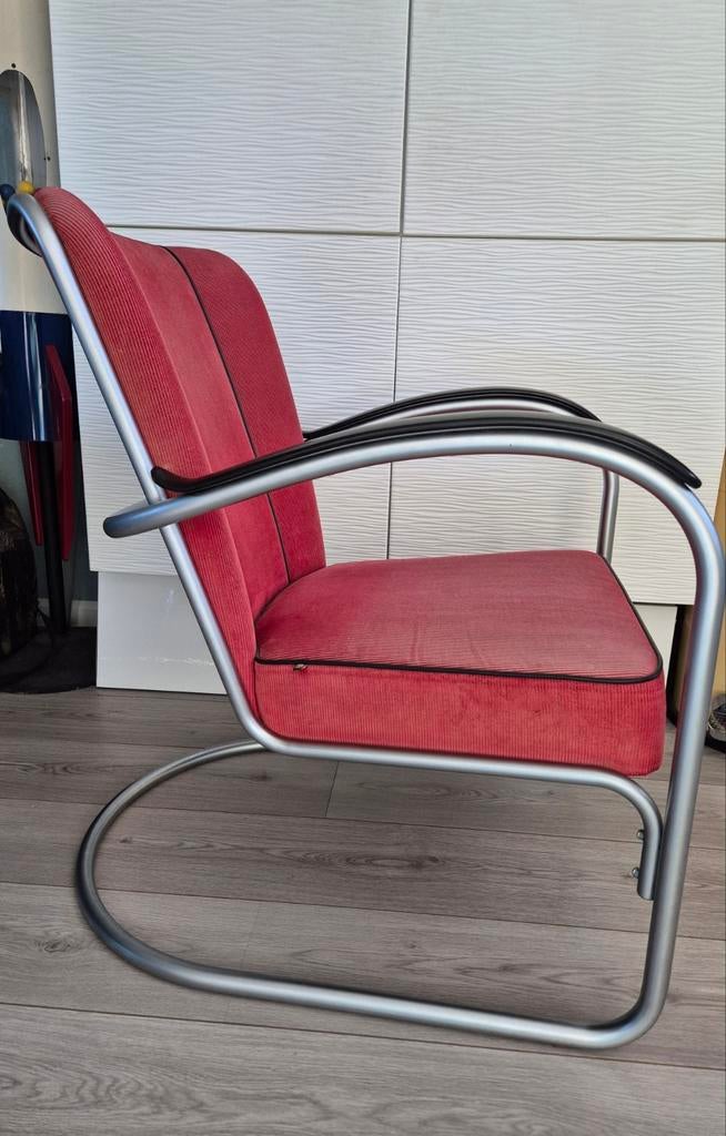 Gispen 412 fauteuil mat chroom, Ophalen, Gebruikt, Stof, 50 tot 75 cm