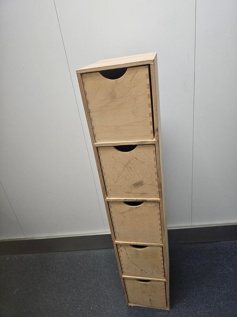 Handgemaakte houten ladekast met 5 laden, Minder dan 50 cm, Gebruikt, 5 laden of meer, 100 tot 150 cm