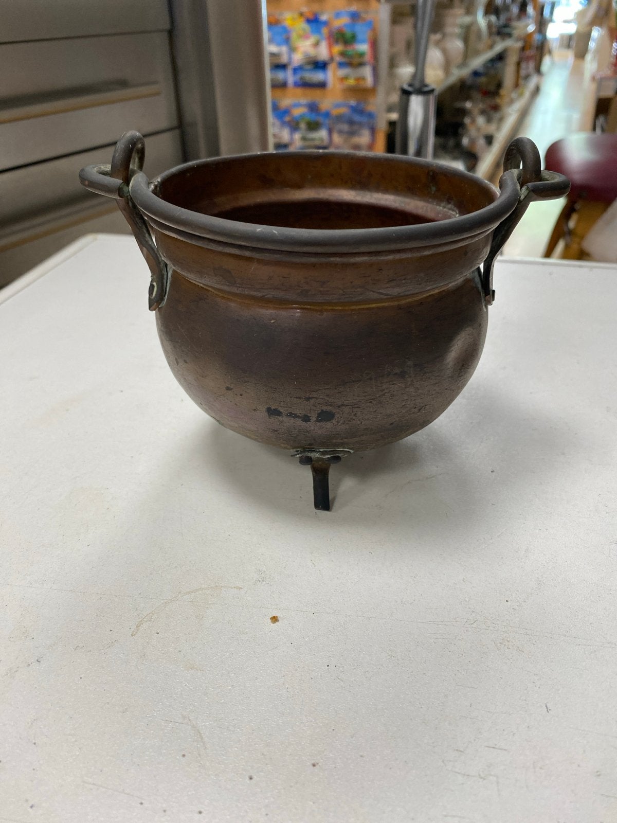 Antieke Koperen Ketel met Handvatten en Poten, Ophalen of Verzenden, Koper
