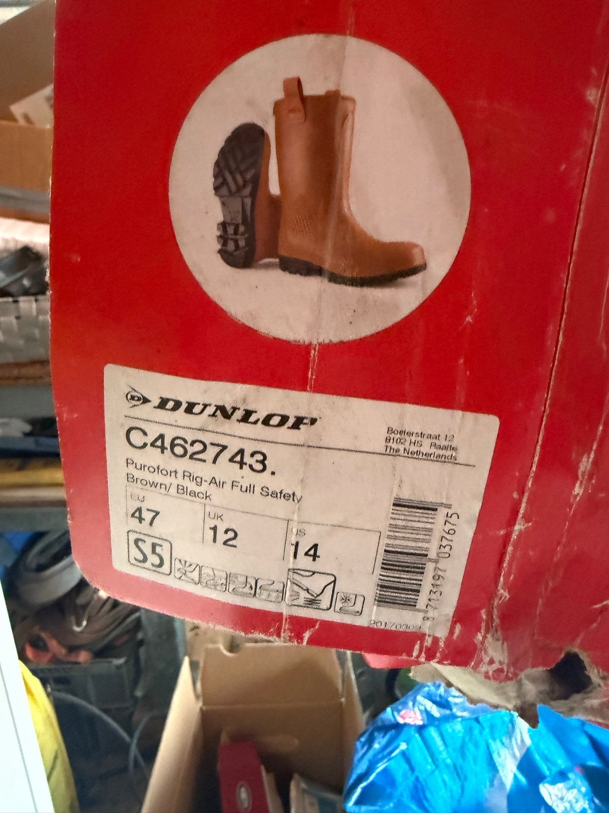 Dunlop Purofort Rig-Air Full Safety Werklaarzen Maat 47, Ophalen of Verzenden, Nieuw