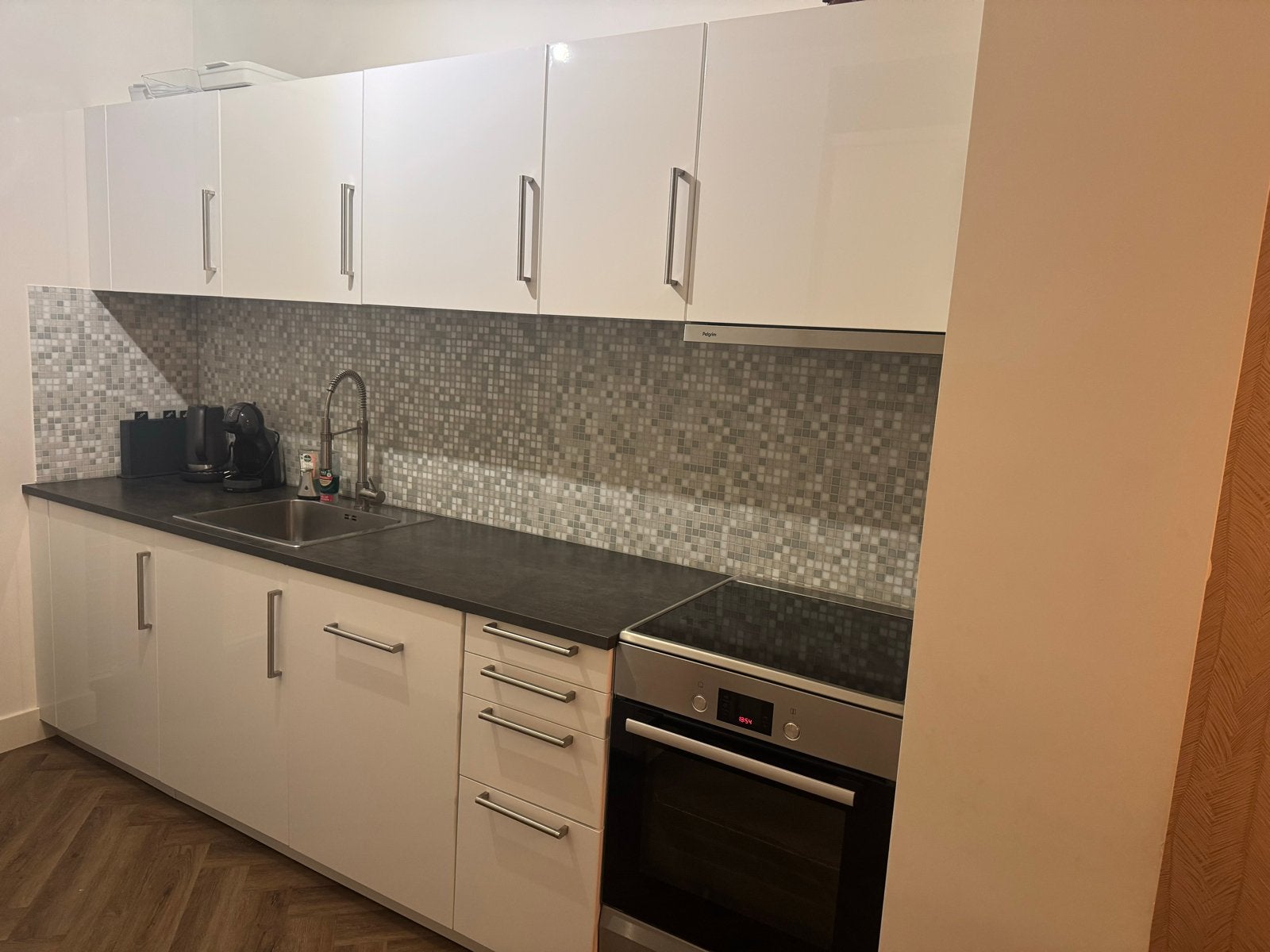 Keuken Ikea met Bosch inductiefornuis, Ophalen, Gebruikt, Wit, Dubbelwandige keuken