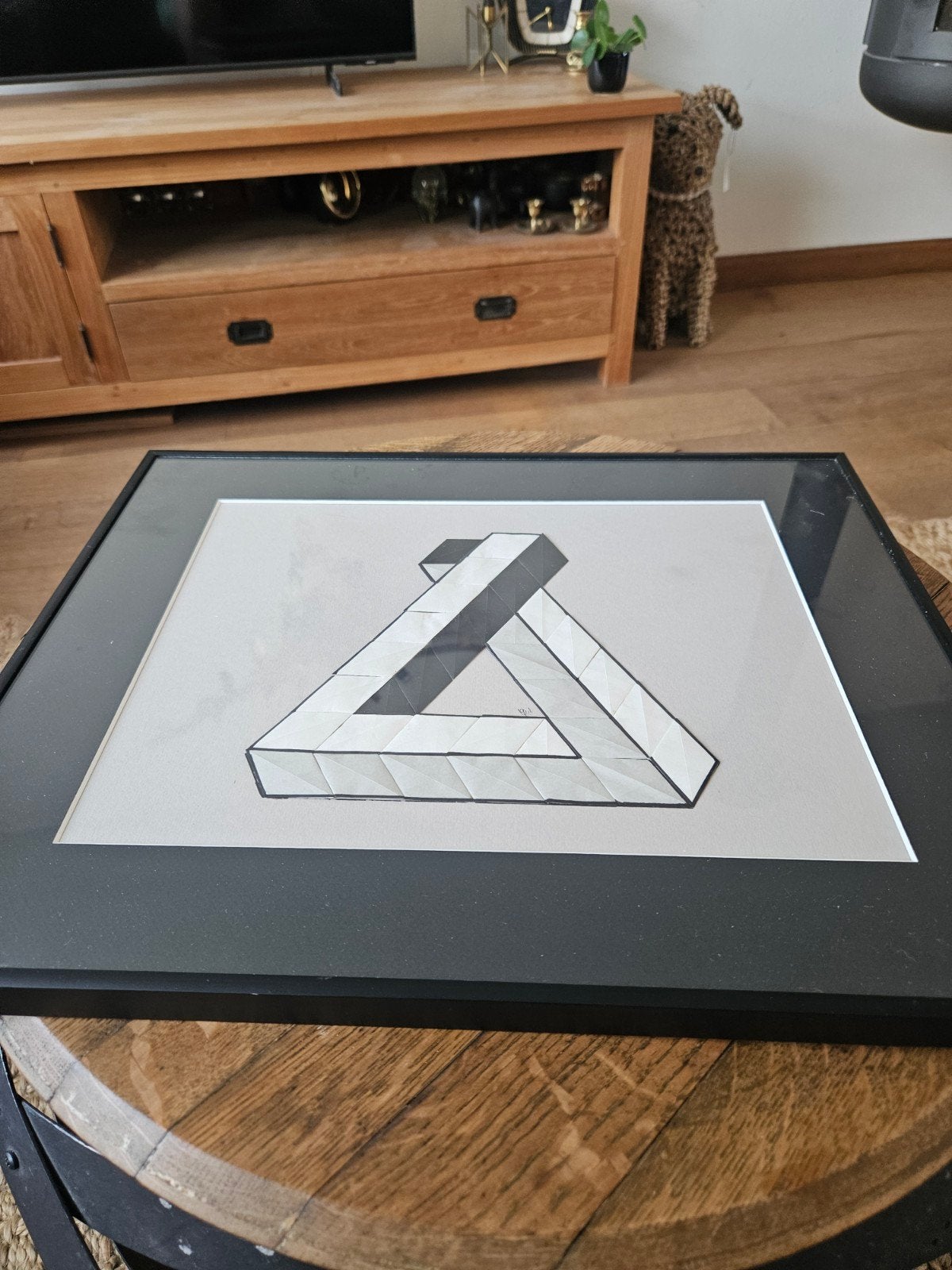 Unieke Origami Tessellation - Ingelijste Penrose-driehoek, Ophalen of Verzenden