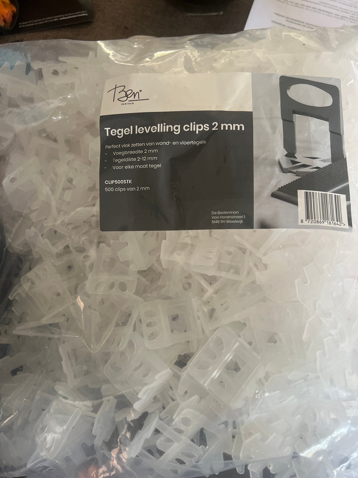 Ben Tegel levelling clips 2 mm - 500 stuks, Overige materialen, Overige typen, Nieuw, Ophalen of Verzenden