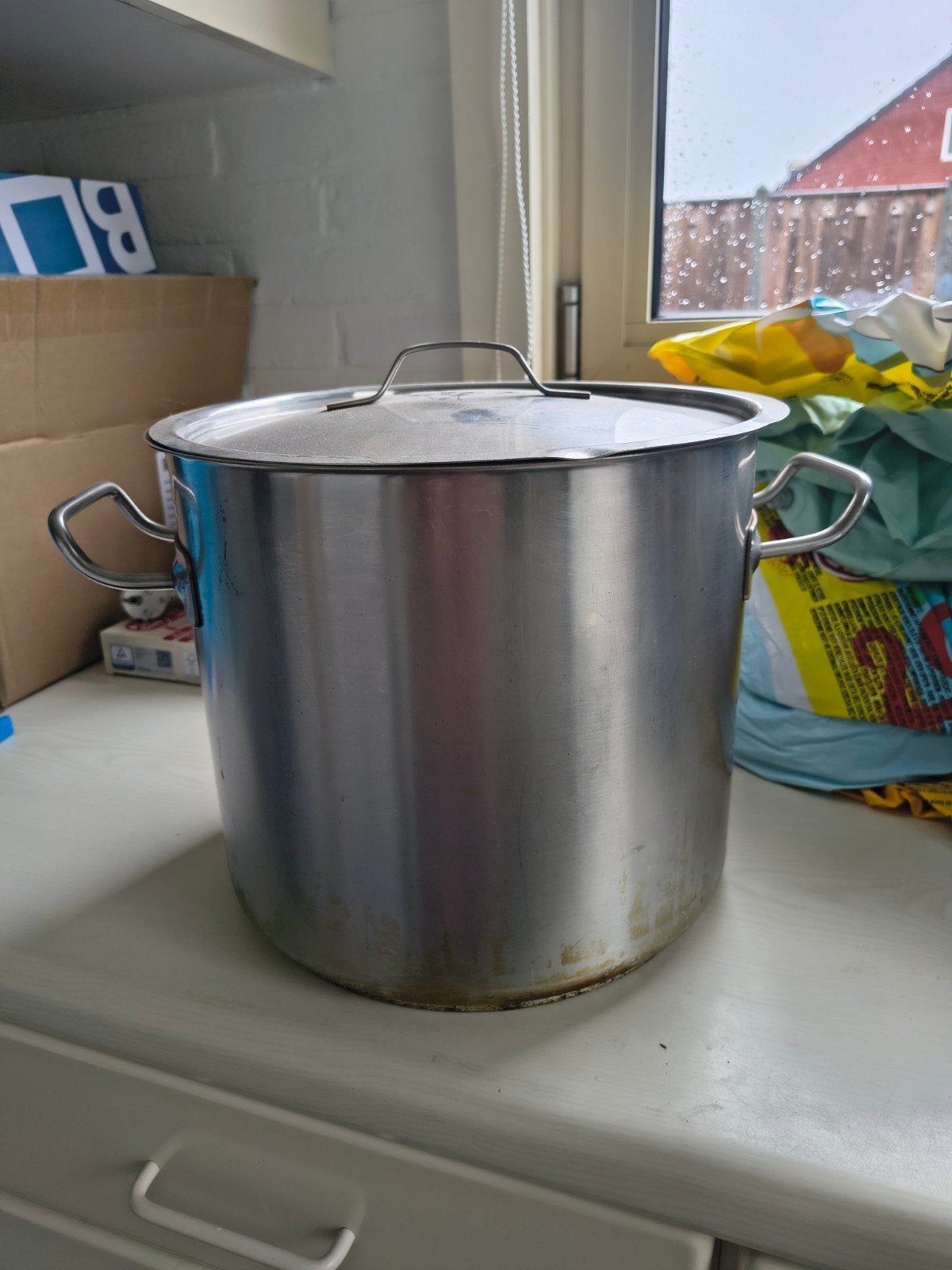 Grote Horeca Kookpan RVS 20L met Deksel, Gebruikt, Met deksel, Ophalen of Verzenden, Rvs