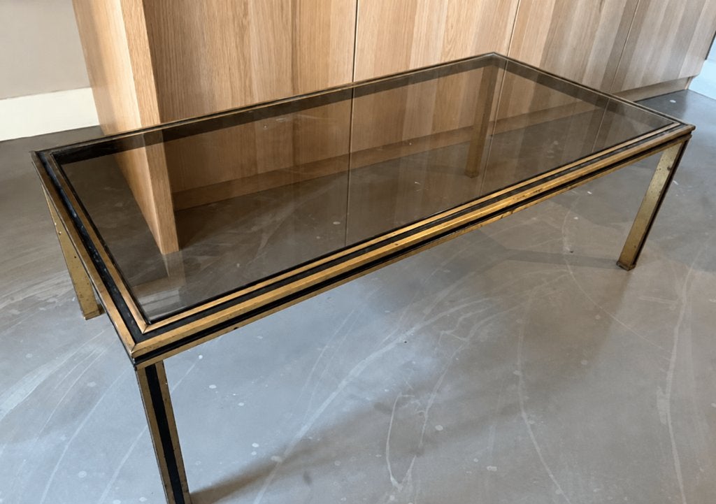 Beautiful Vintage Smoked Glass Coffee Table, Huis en Inrichting, Ophalen, Gebruikt, 100 tot 150 cm, 50 tot 100 cm