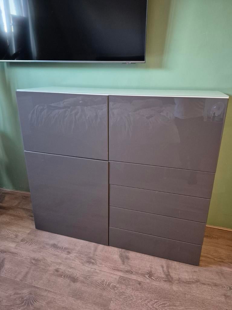 IKEA Besta Tofta kast met 4 laden, 3 kasten en glazen plaat, Ophalen