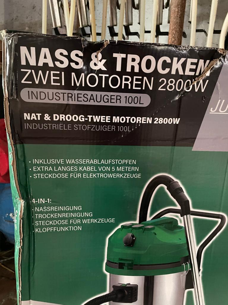 Industriële stofzuiger 2800W, 2 motoren, 100L (nieuwstaat), Doe-het-zelf en Verbouw, Reinigingsmachines, Ophalen