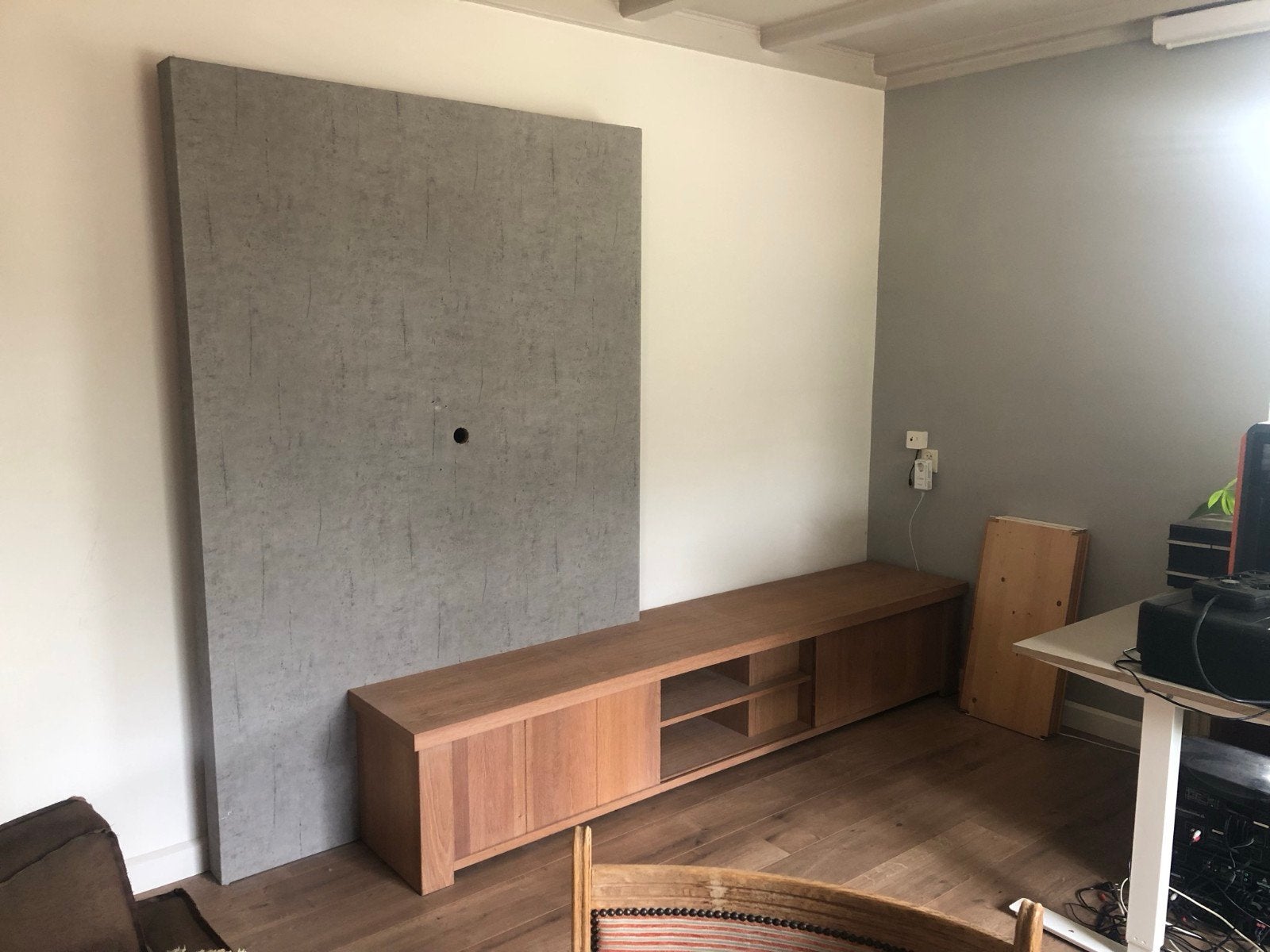 Tv /wand meubel, Ophalen, 200 cm of meer, Eikenhout, Zo goed als nieuw