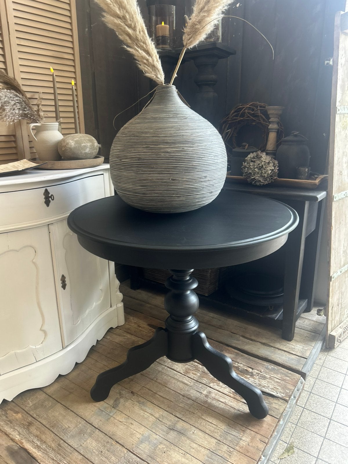 Bolpoot tafel / grote wijntafel, Ophalen, Rond, Zo goed als nieuw, 75 cm of meer