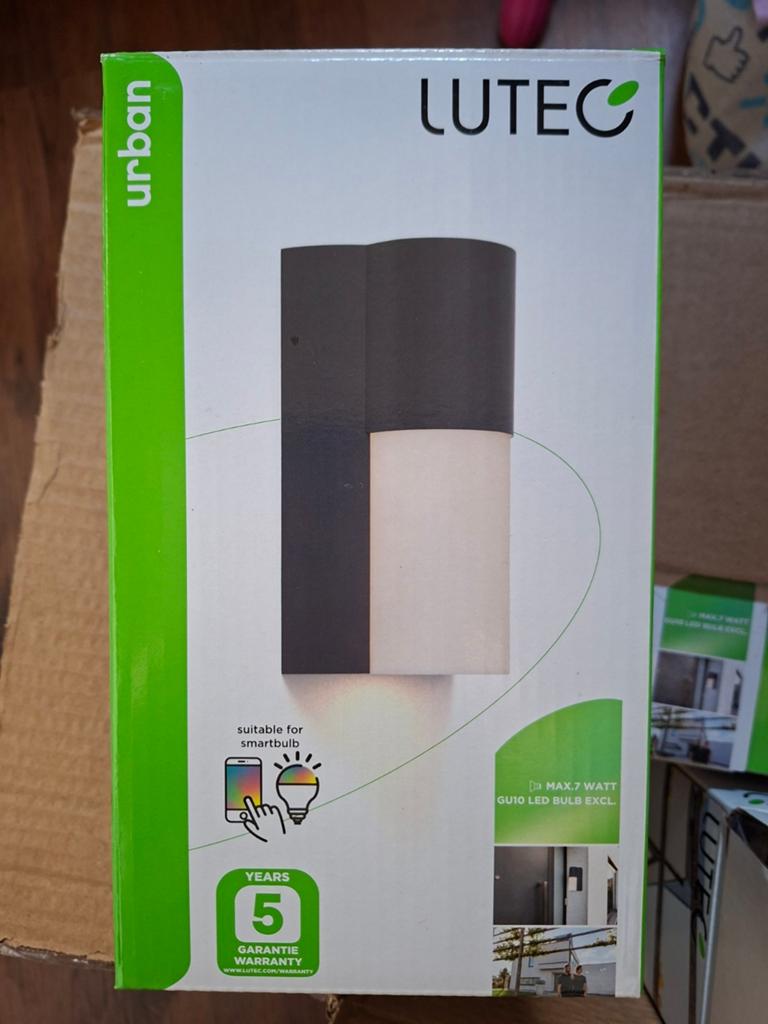 6x Lutec Urban Wandlamp Grijs - Nieuw in Doos, Ophalen of Verzenden, Nieuw, Metaal