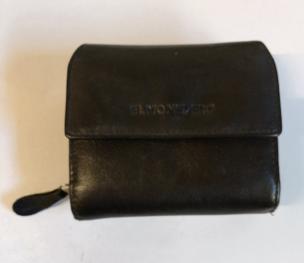 Lederen El Mondenero ritsportemonnee zwart 11 cm x 9,5 cm, Overige merken, Gebruikt, Zwart, Ophalen of Verzenden