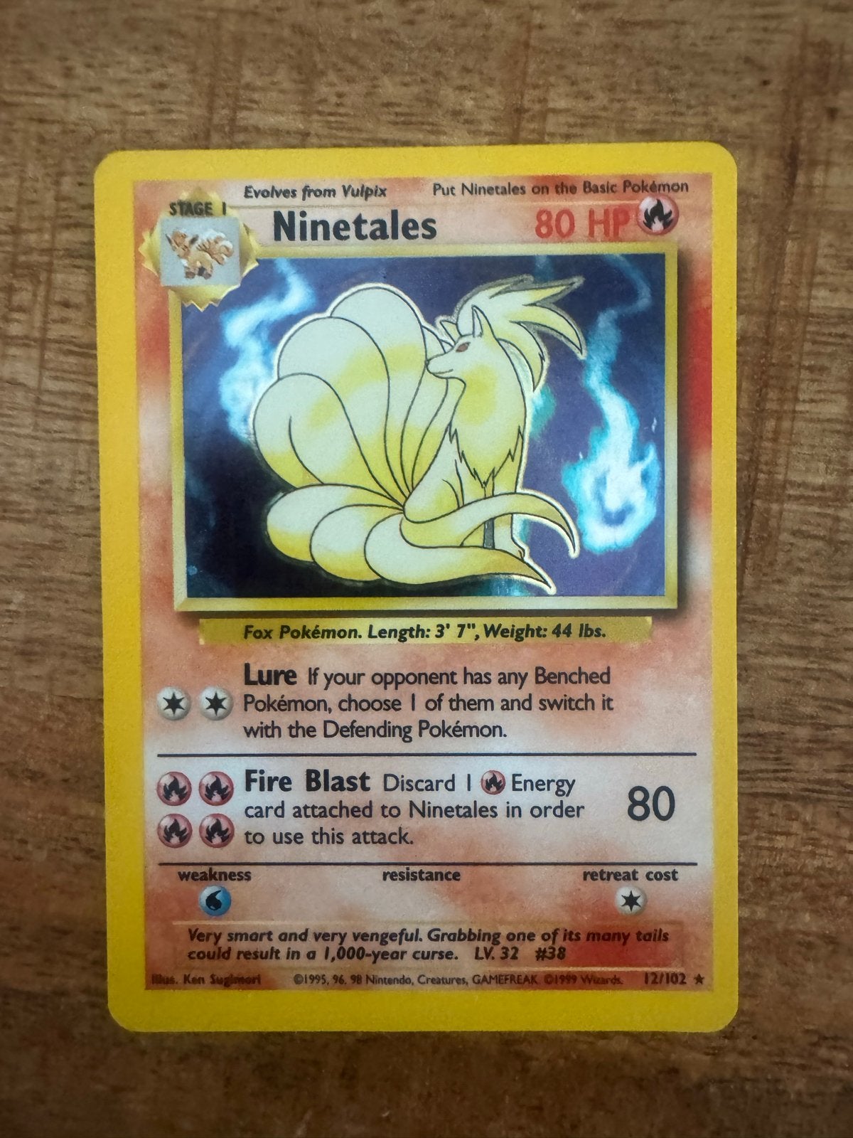 Ninetales 12/102 Holo Rare Pokémon Kaart (Base Set), Ophalen of Verzenden, Losse kaart, Foil
