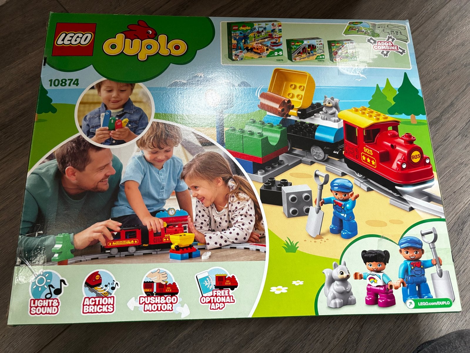 LEGO Duplo Stoomtrein 10874 met doos (mist stokbroodje), Gebruikt, Ophalen of Verzenden, Duplo, Inclusief doos