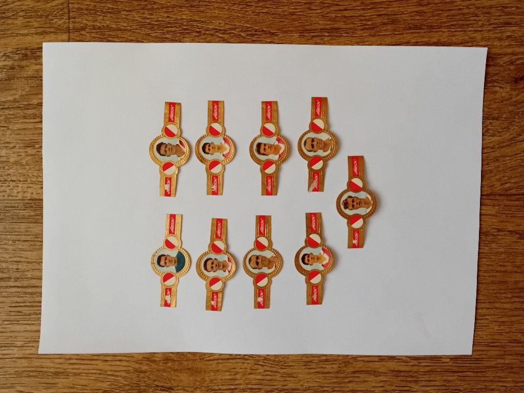9 oude sigarenbandjes voetballers, Verzamelen, Ophalen of Verzenden, Gebruikt, Overige binnenlandse clubs, Overige typen