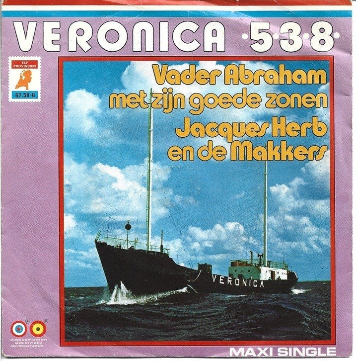 Vader Abraham - Veronica 538 uit 1972, Cd's en Dvd's, Vinyl Singles, Verzenden, Gebruikt, Nederlandstalig