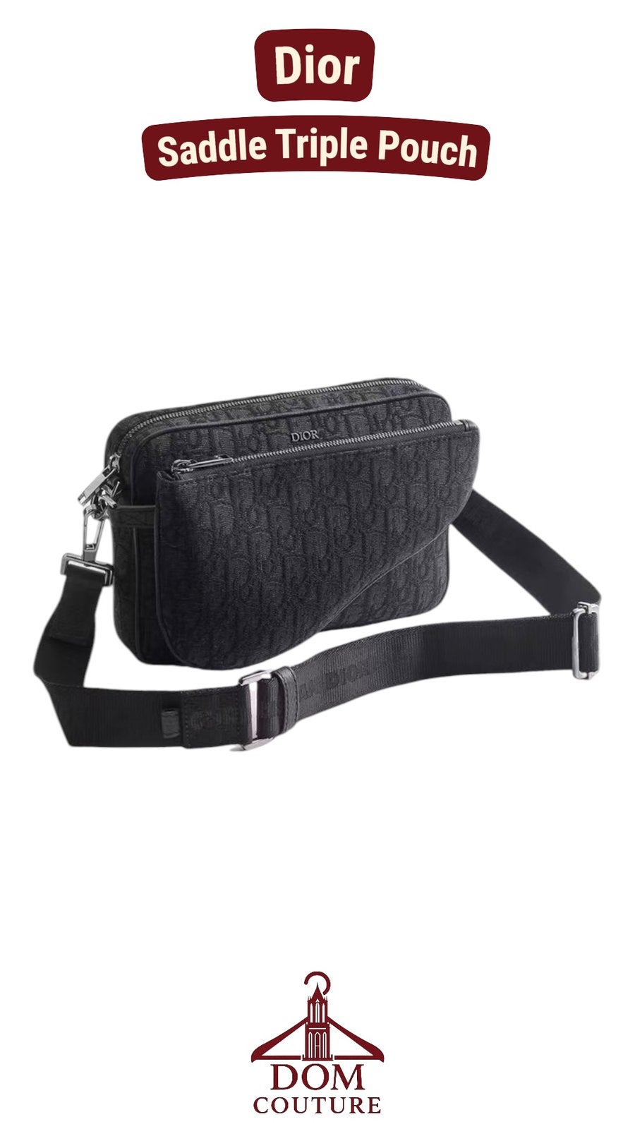 Dior “Saddle triple pouch” messenger tas bag jacquard zwart, Ophalen of Verzenden, Nieuw