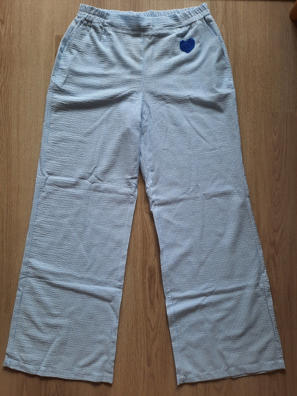 ZussS Seersucker Broek met Blauw Hartje - Maat L, Blauw, ZussS, Maat 42/44 (L), Nieuw