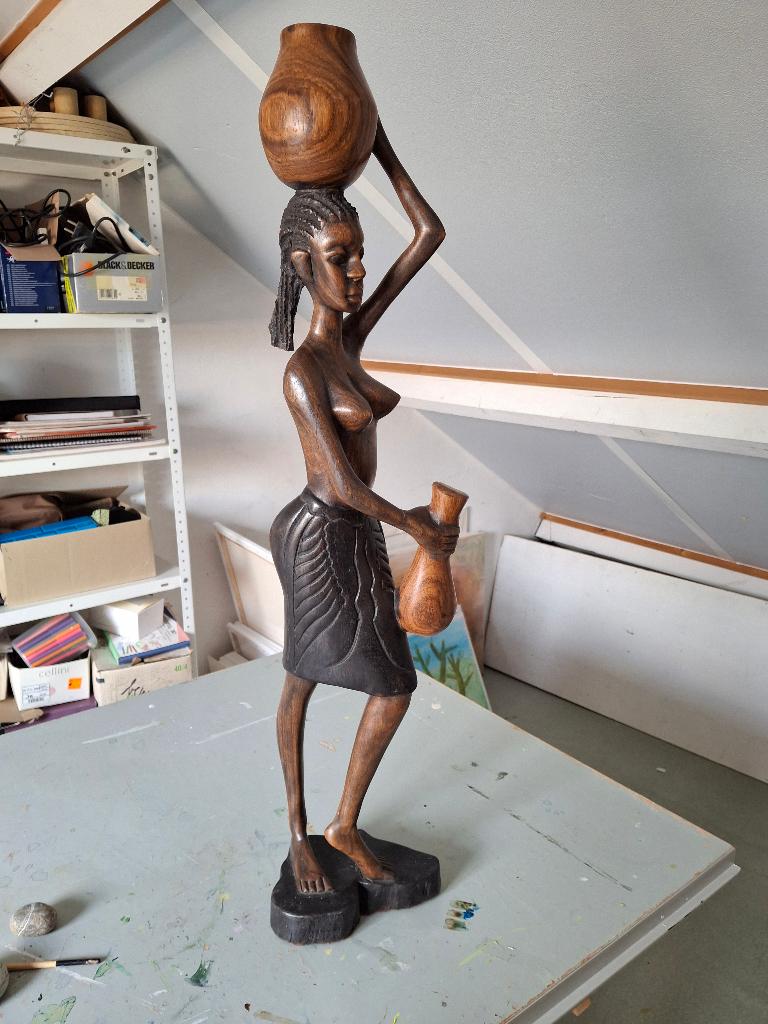 Afrikaans beeld, Antiek en Kunst, Ophalen, 50 - 100 cm, Beeld, Hout